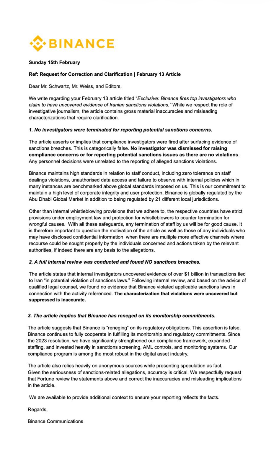 美国参议员就伊朗、俄罗斯制裁指控启动对币安的调查