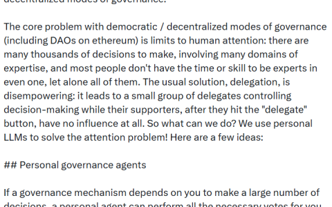 Vitalik Buterin提议利用人工智能增强DAO治理