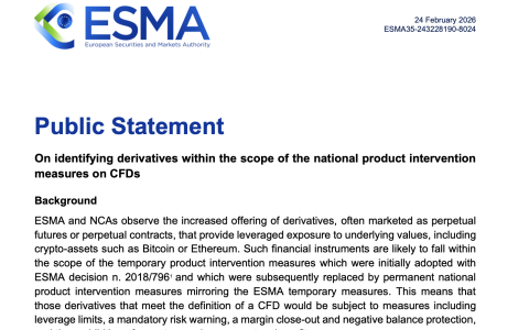 ESMA警告加密货币永续衍生品可能属于CFD监管范畴