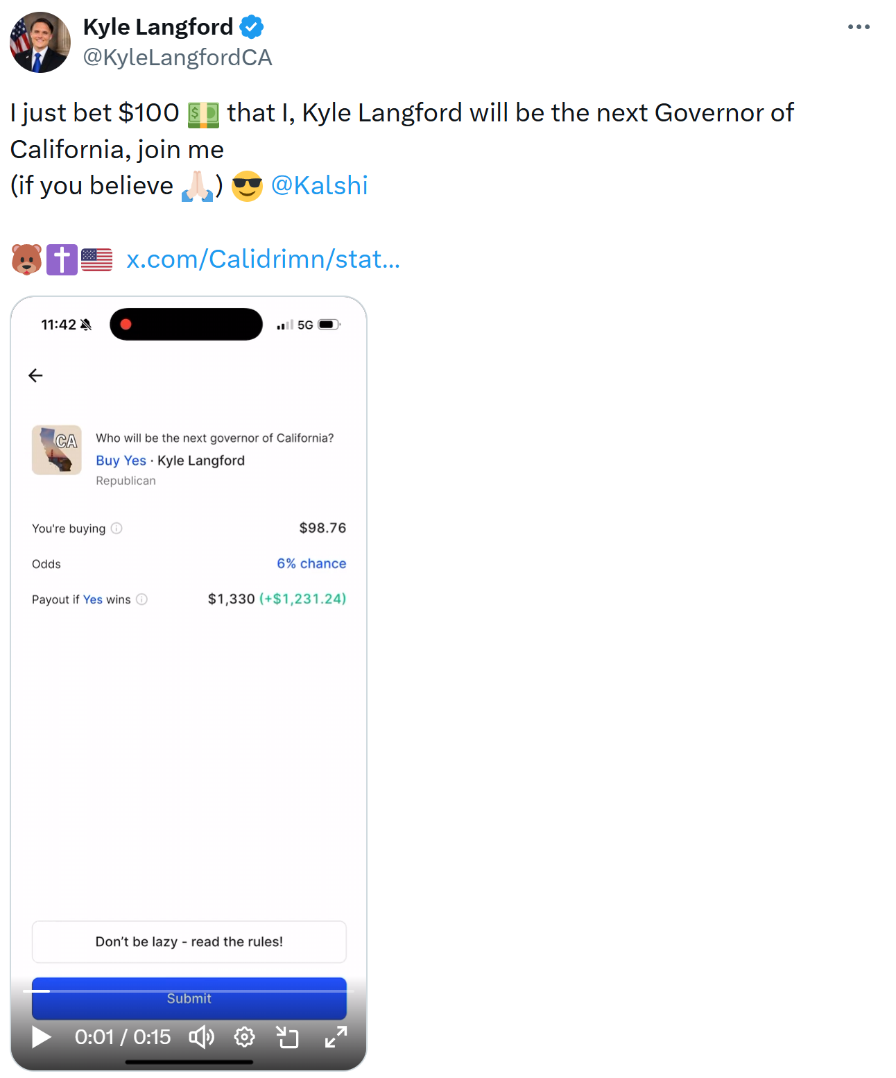 Kalshi因内幕交易将一名美国政客逐出平台