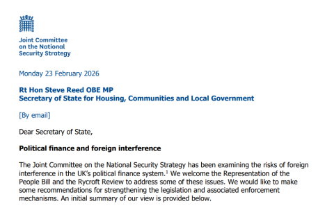 英国安全委员会主席敦促暂时禁止加密货币政治捐款