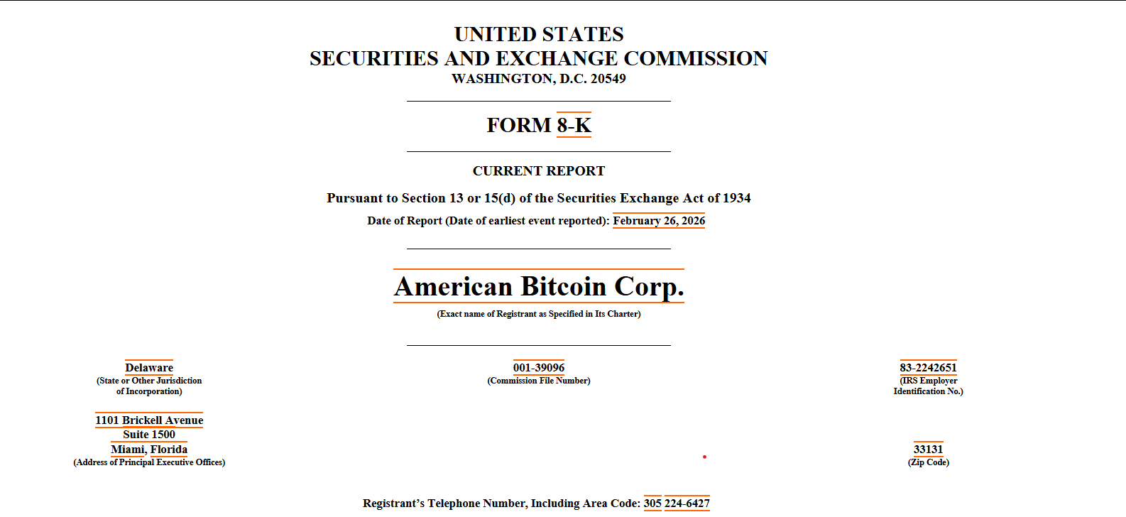 特朗普家族支持的矿企American Bitcoin公布季度亏损5900万美元