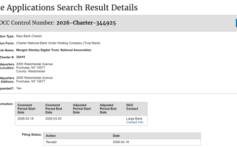 摩根士丹利（Morgan Stanley）申请OCC银行牌照以托管加密货币
