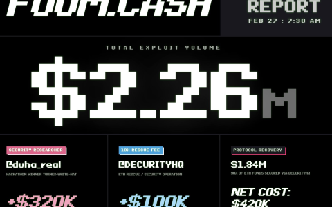 白帽黑客力挽狂澜！Foom Cash 遭 230 万美元攻击，成功追回 180 万