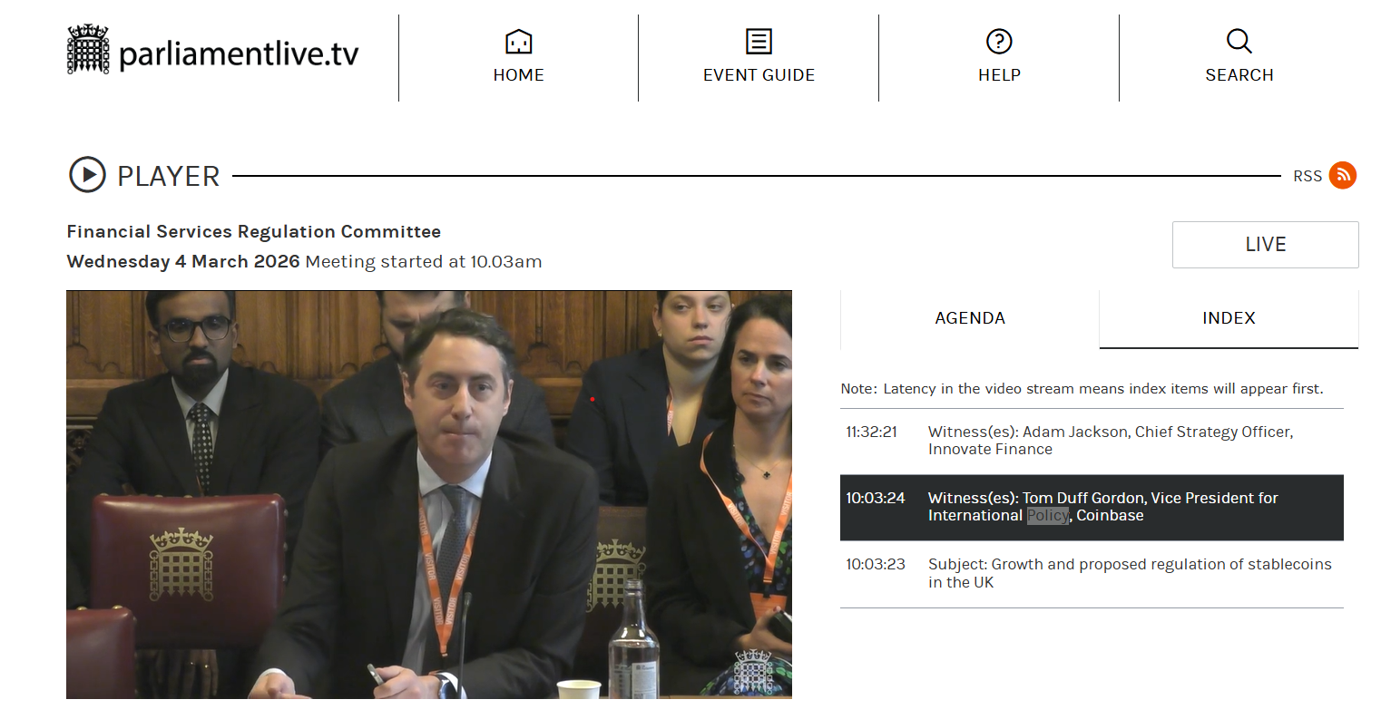 英国上议院向Coinbase高管施压,关注稳定币、KYC及银行挤兑担忧