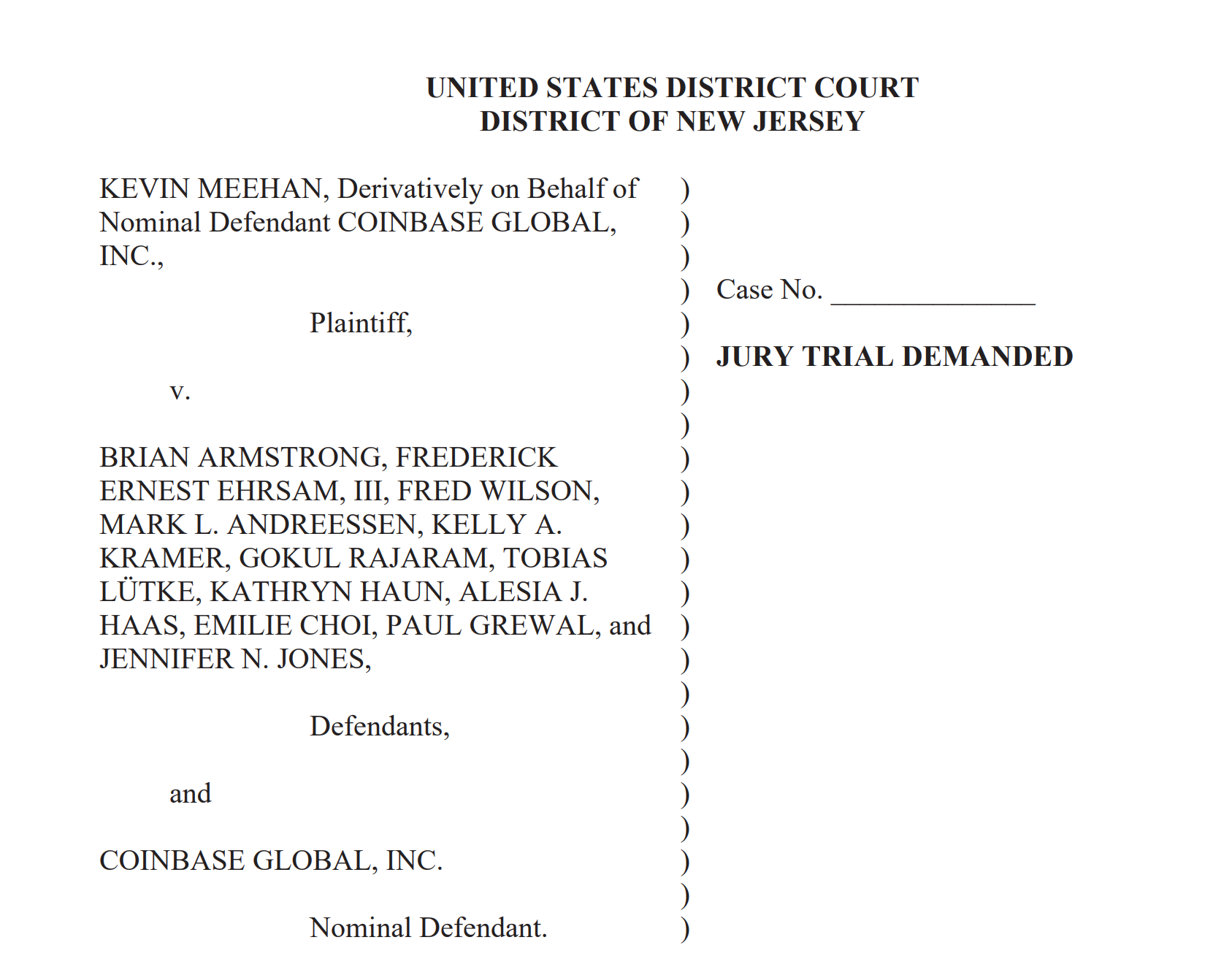 Coinbase高管面临新诉讼，要求赔偿损失及追缴内部人员利润