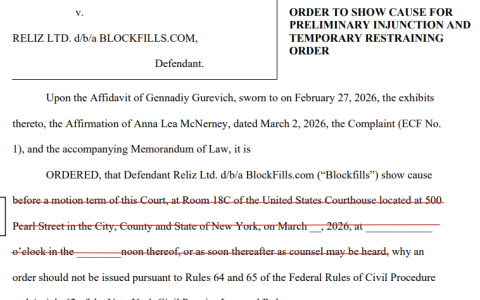 BlockFills 案件进展：因客户资金索赔，法官冻结 70 枚比特币（BTC）