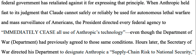 人工智能（AI）公司Anthropic就“供应链风险”标签起诉特朗普政府