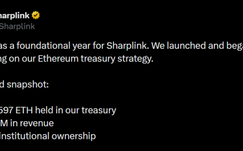 受以太坊（ETH）价格崩盘影响，Sharplink 2025年亏损超7亿美元