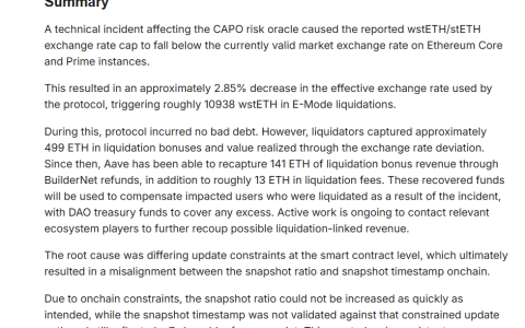 Aave wstETH 故障导致 2700万美元清算与补偿