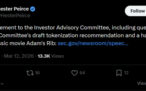 美国证券交易委员会“加密货币之母”呼吁简化披露规则，并指出代币化争议