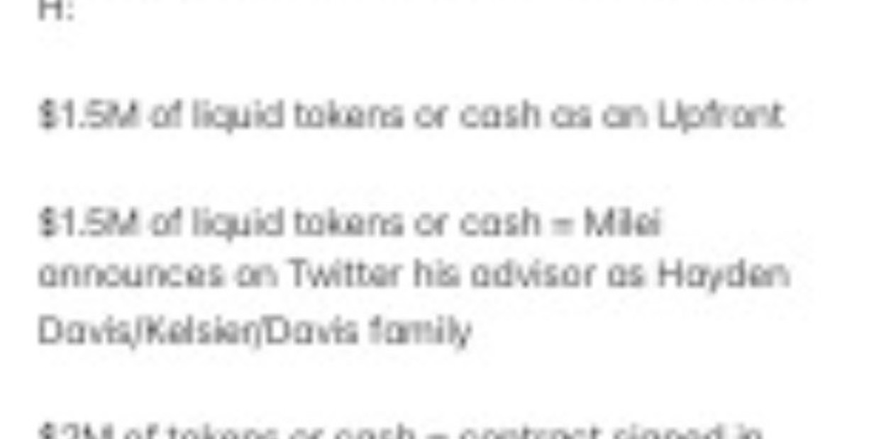 据报道,法证分析发现一份与米莱推广 Libra 相关的 500万美元交易草案