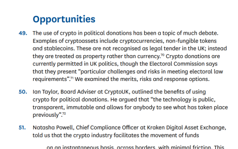 英国议员呼吁暂停向政党捐赠加密货币