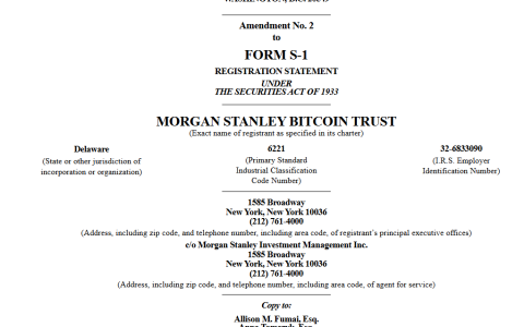 摩根士丹利提交MSBT比特币（BTC）ETF修正版S-1文件