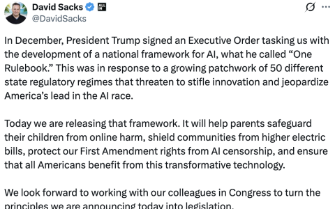 白宫概述国家人工智能框架，呼吁联邦政府统一应对