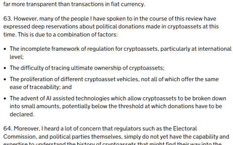 英国审查建议暂停加密货币捐赠，以防范外国干预风险