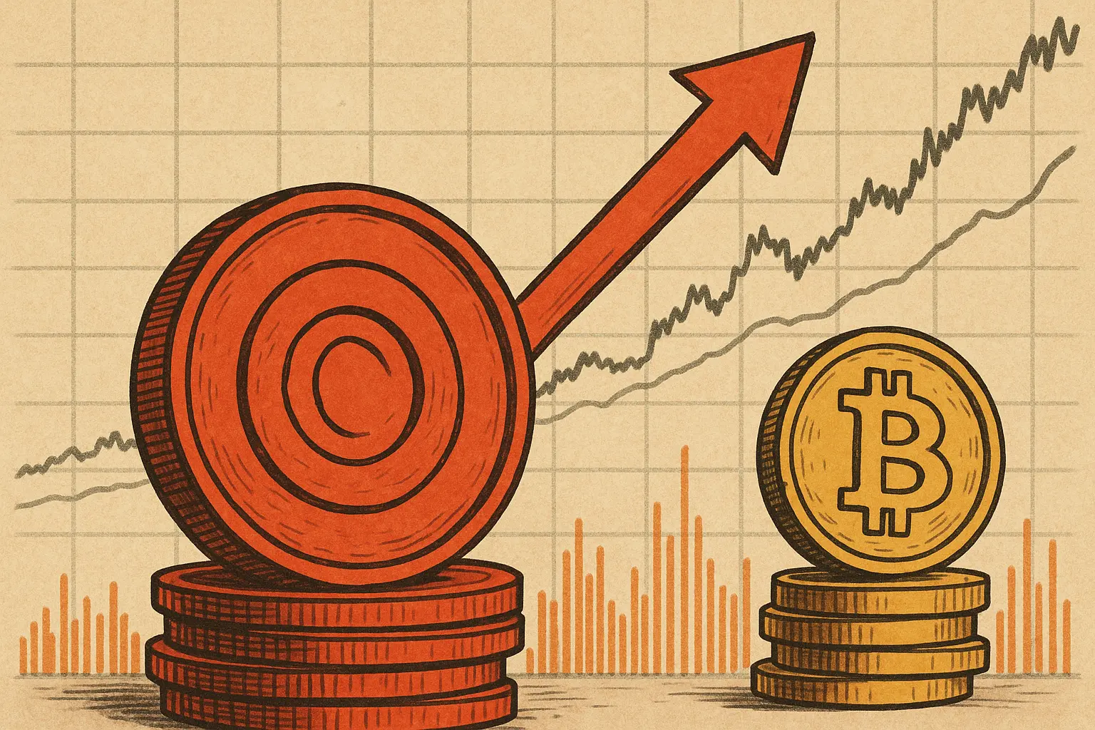 ORDI 单日跑赢比特币近 10 个百分点，成交量达到市值两倍