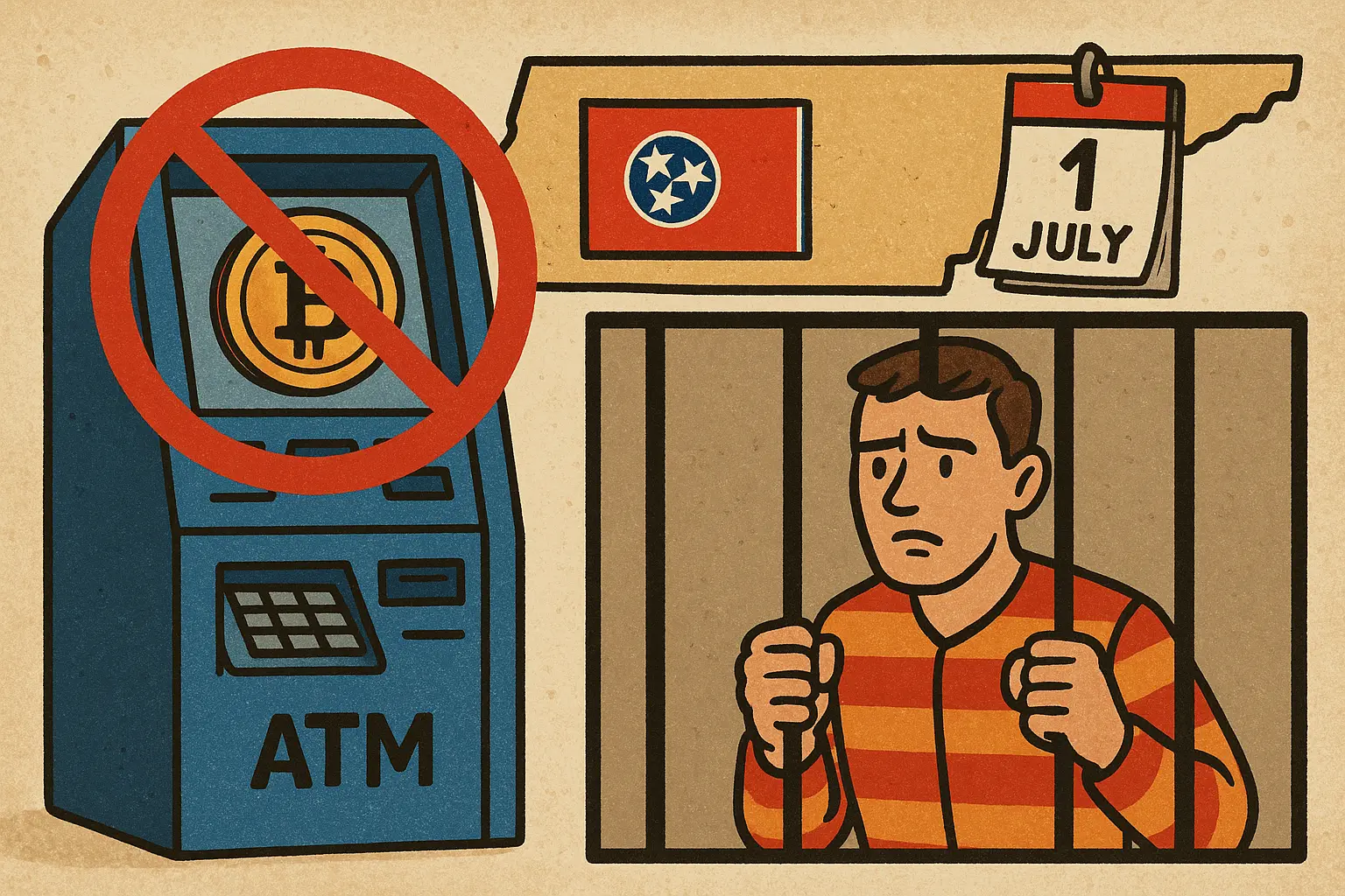 田纳西州加密 ATM 禁令 7 月 1 日生效，违规者面临最高 11 个月监禁