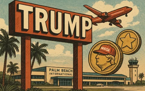棕榈滩机场“川普”标志曝光，TRUMP 和 MAGA 迷因币上涨